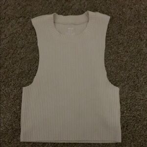 Arie Cream Ribbed Muscle Tee